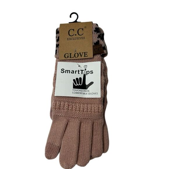C.C. Exclusives Pink Leather Leopard Print Gloves With SmartTips. NWT. - Picture 1 of 6